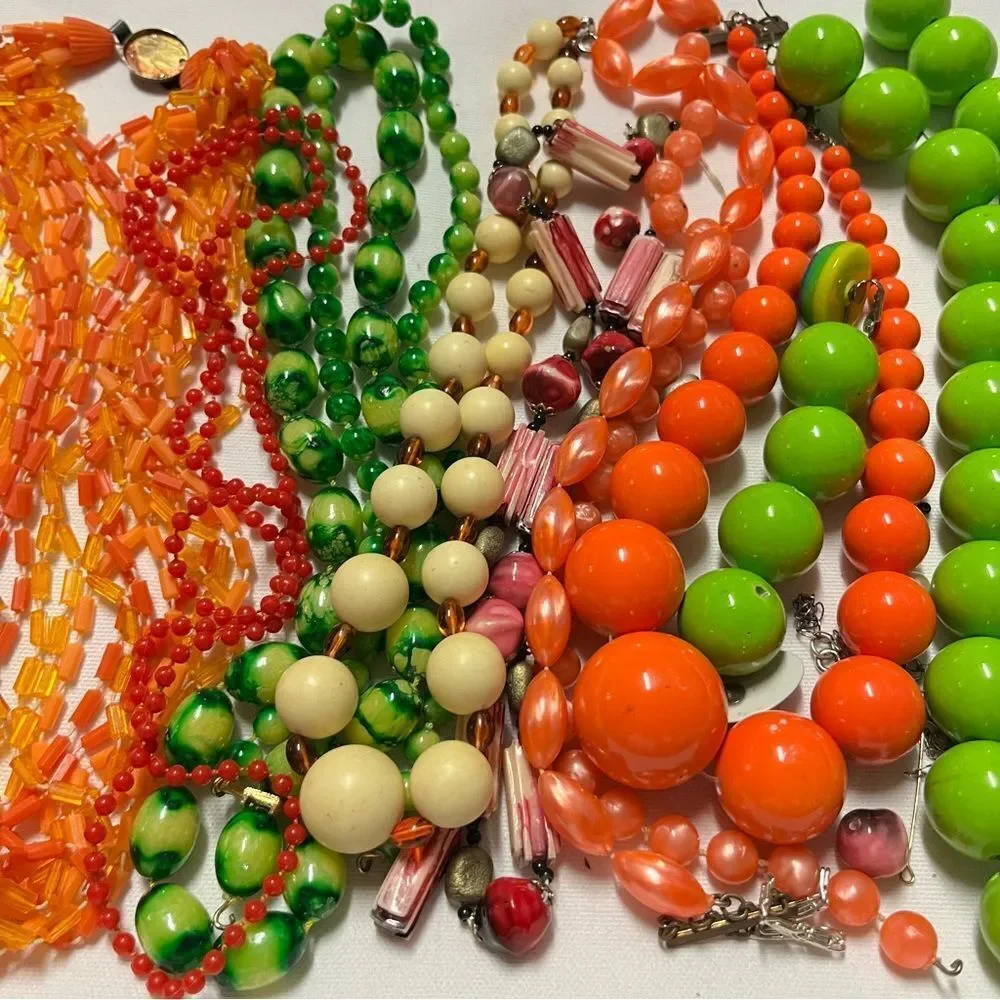 Vintage Plastic Beads Broken Necklaces Craft Lot